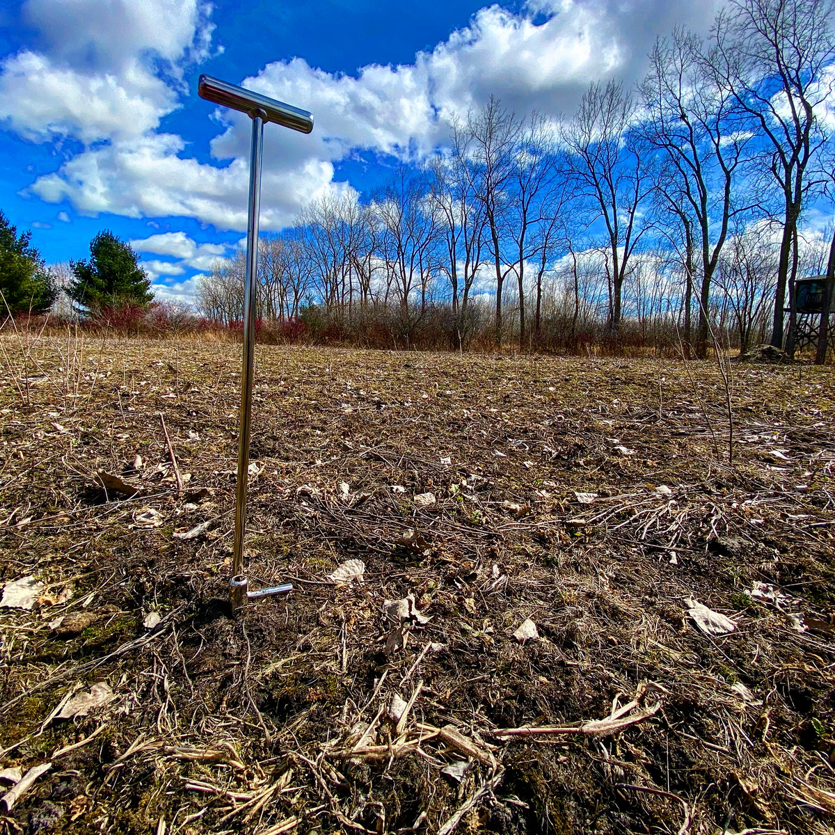 Gather soil samples for a Michigan food plot 